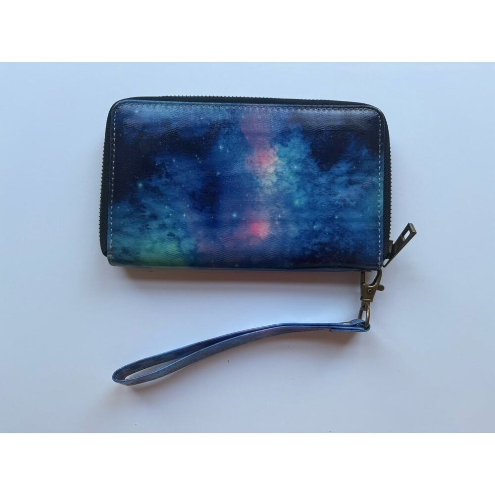 Pander Wallets Galaxy Print Zip-Around Wallet w/ Wrist Strap, Credit Card Slots